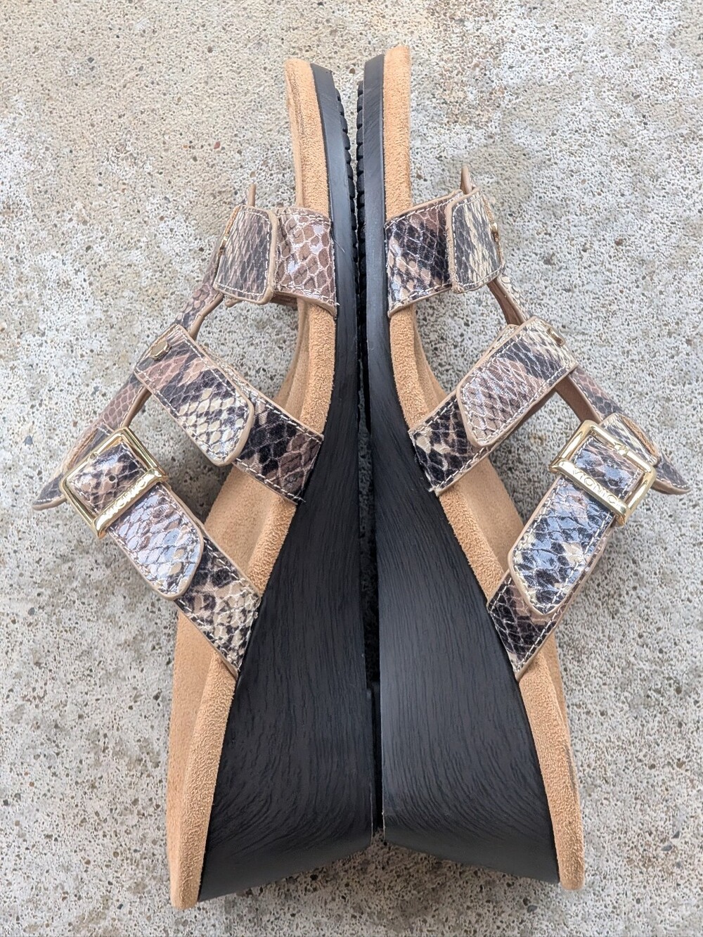 Vionic Radia Wedge Sandals Adjustable Triple Strap Snakeskin Slides Size 5 - Picture 6 of 9